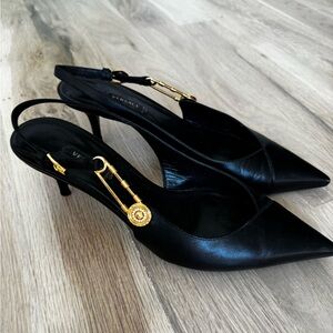 Versace Black Slingback Heels